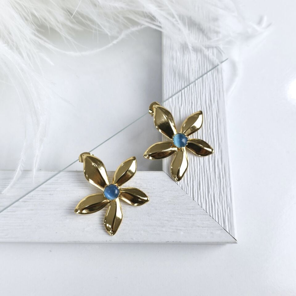 Çelik Kedi Gözü Küpe