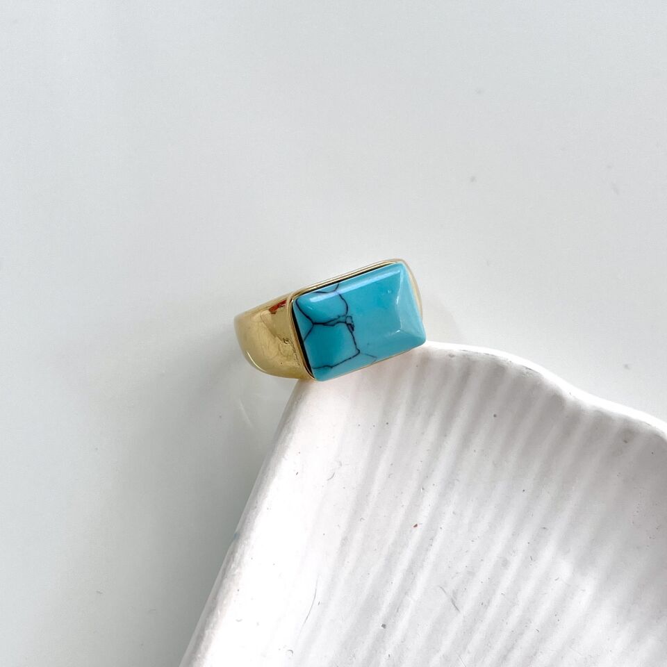 Çelik Turkuaz Taşı Yüzük