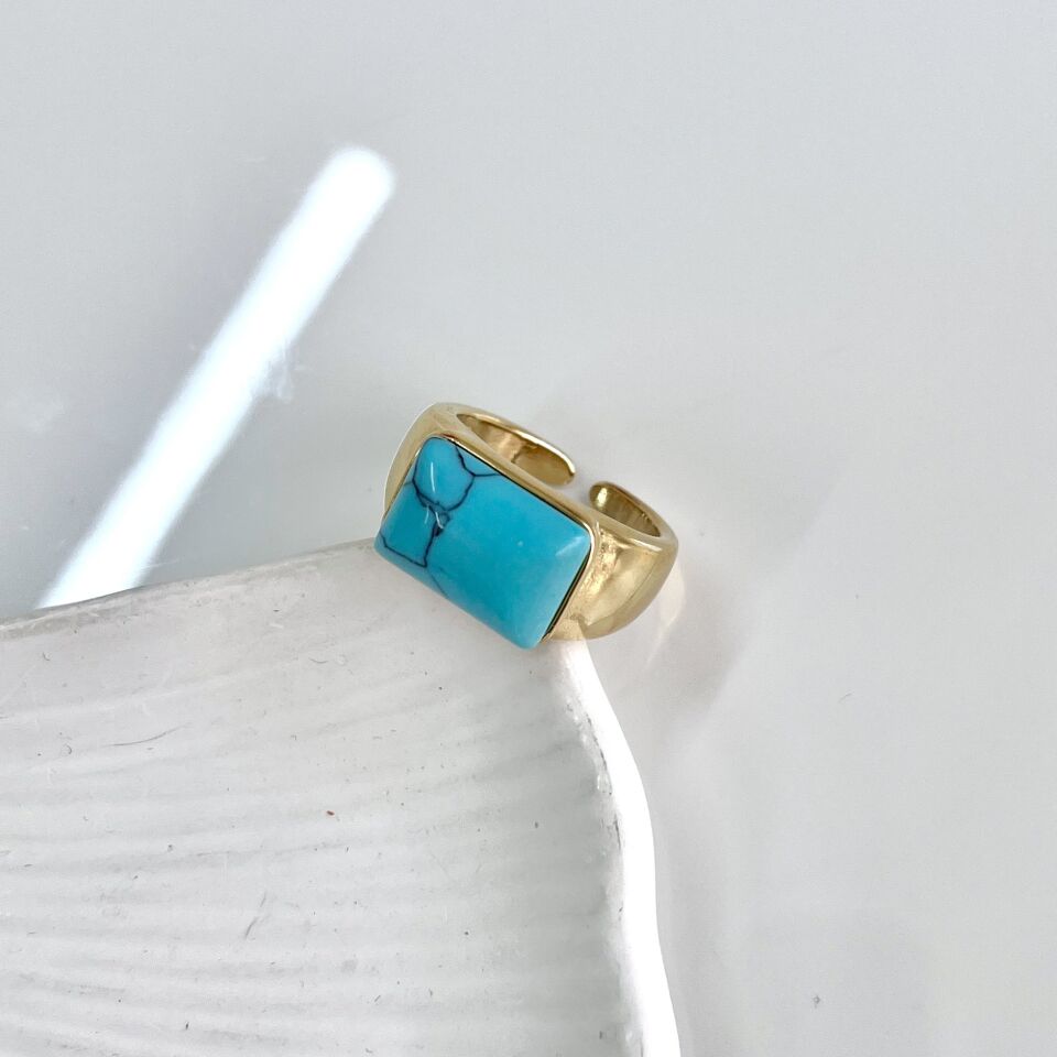 Çelik Turkuaz Taşı Yüzük