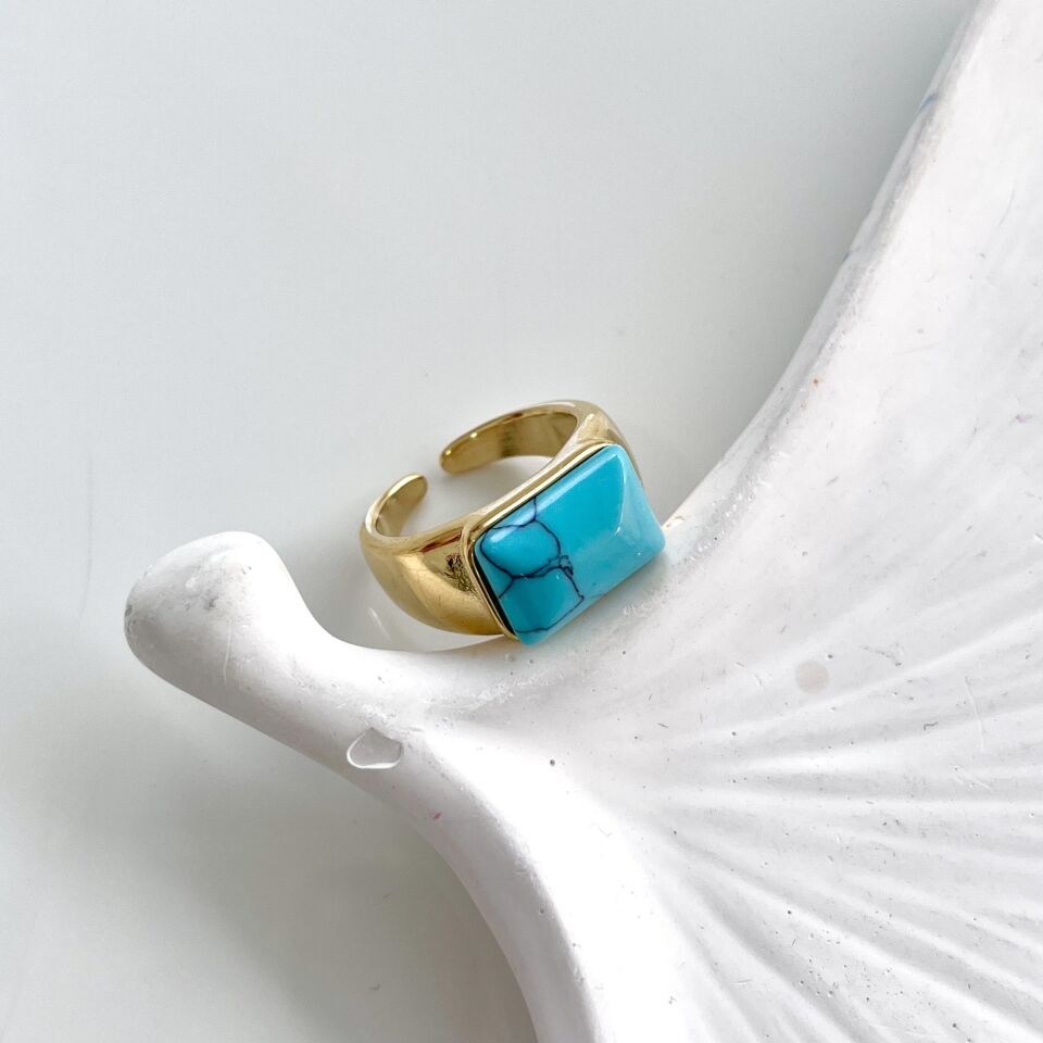 Çelik Turkuaz Taşı Yüzük