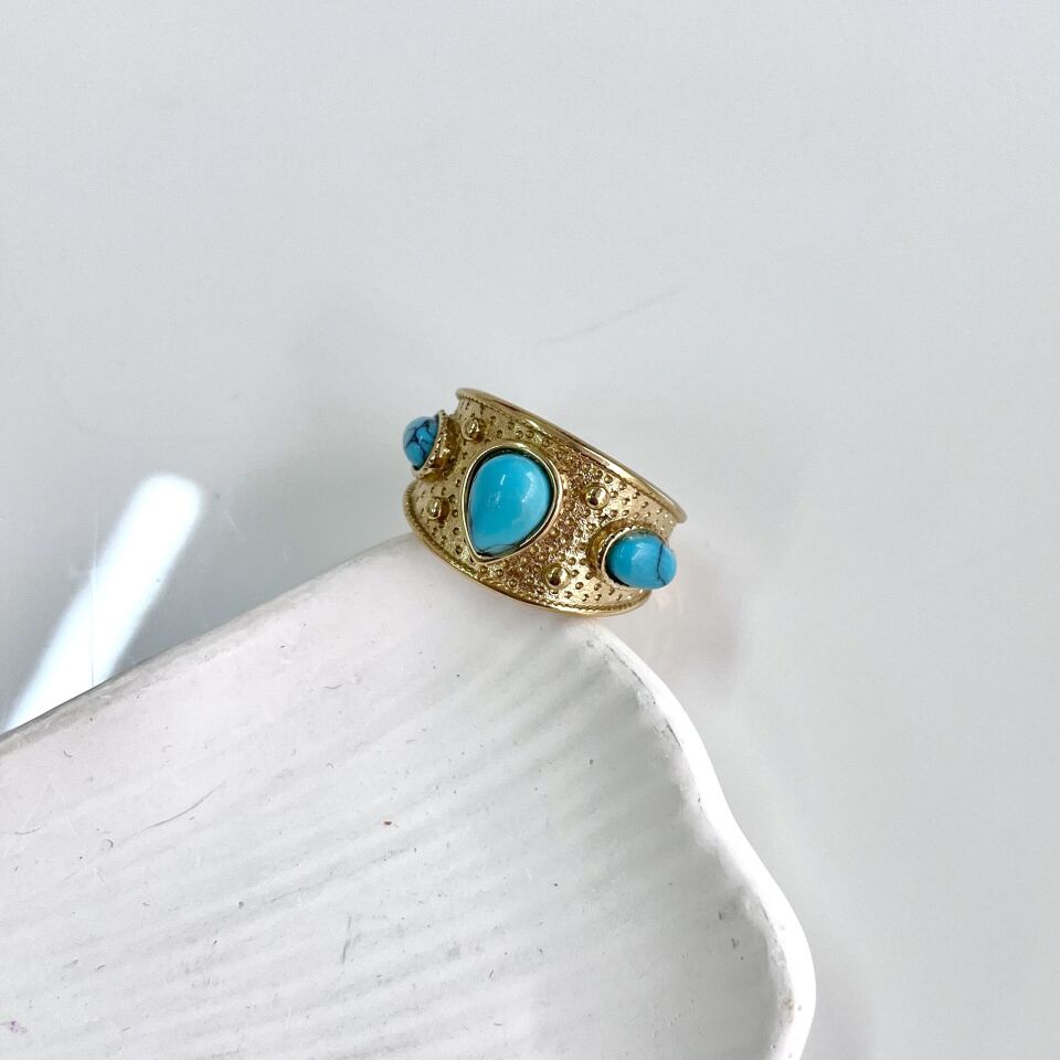 Çelik Turkuaz Taşı Yüzük