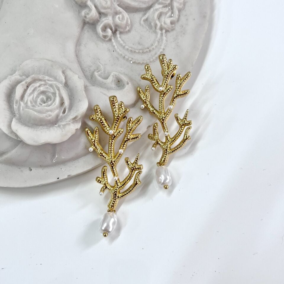 Çelik İnci Detay Dal Küpe