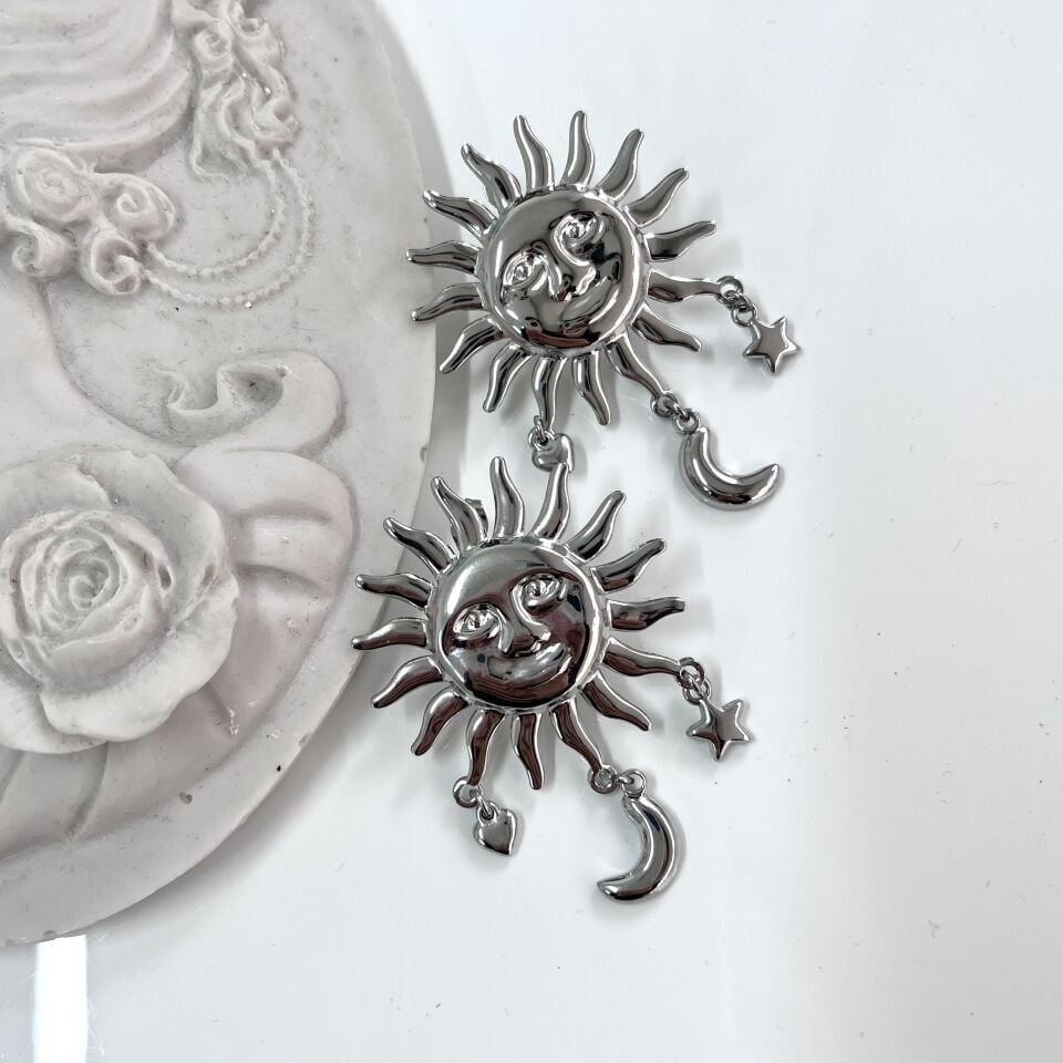 Çelik Sallantılı Güneş Küpe