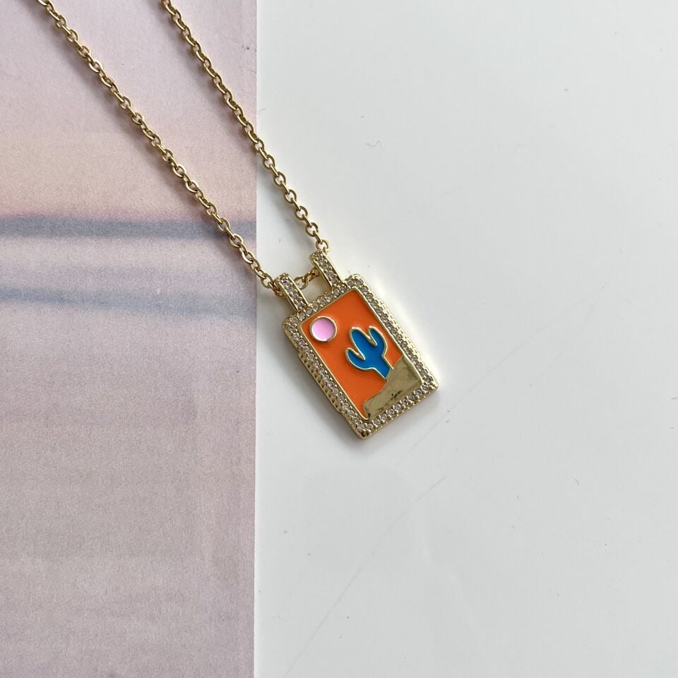 Çelik Kaktüs Kolye