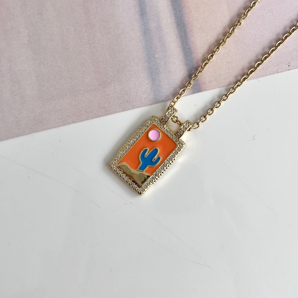 Çelik Kaktüs Kolye