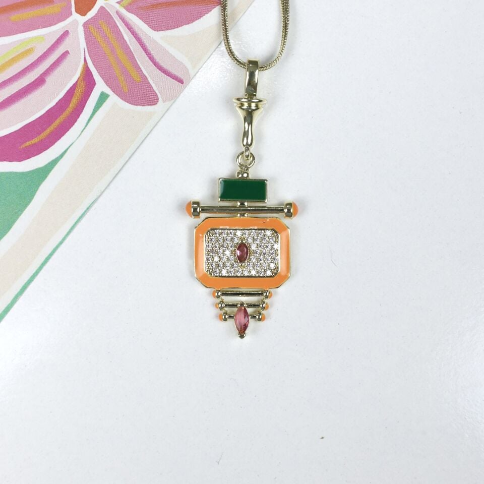 Taşlı Turuncu Kolye