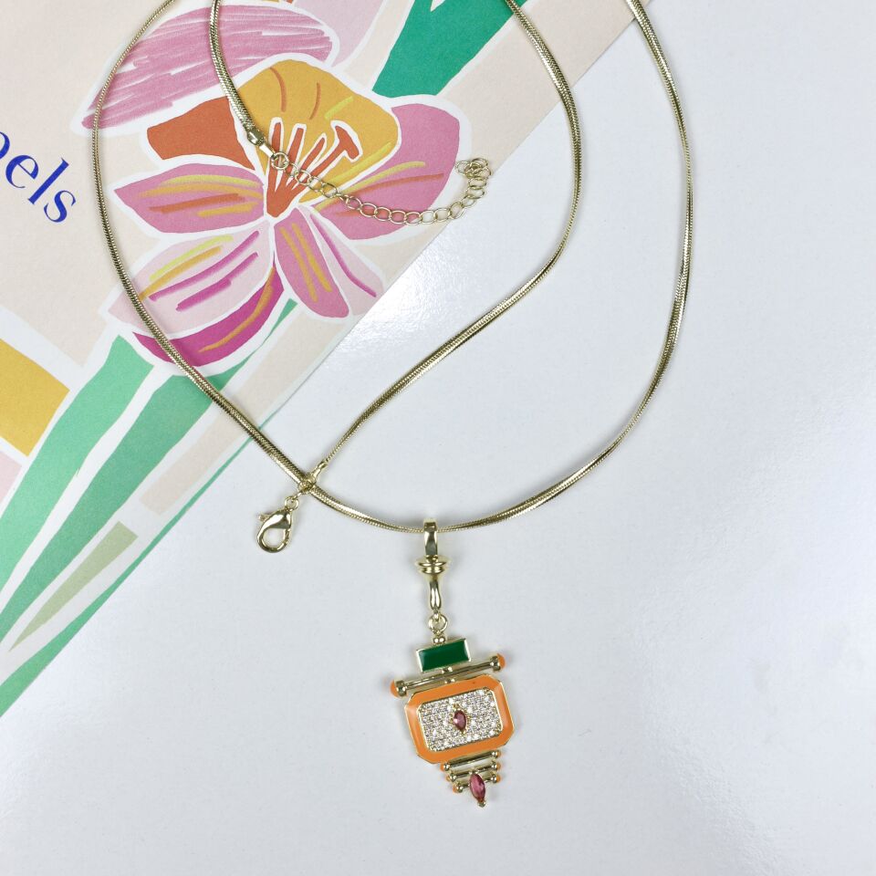 Taşlı Turuncu Kolye