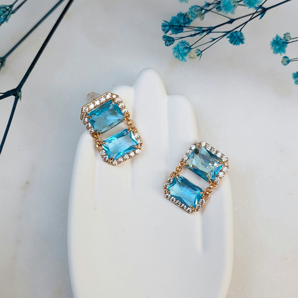 Xuping Zirkon Taş Mavi Küpe