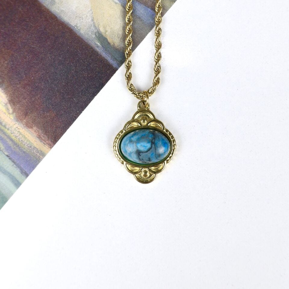 Çelik Lapis Lazuli Kolye