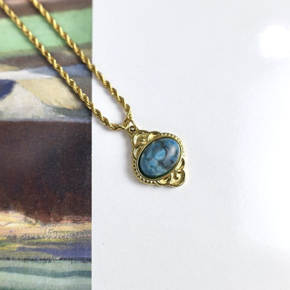 Çelik Lapis Lazuli Kolye