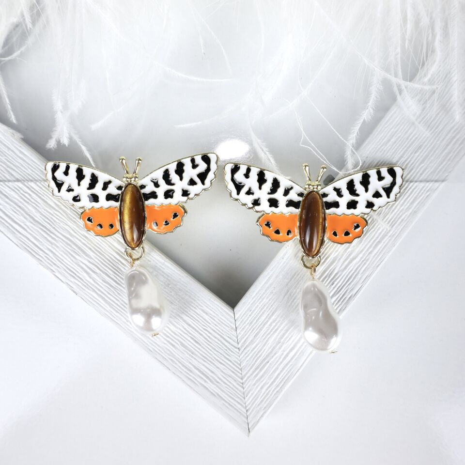 Kaplan Gözü Taşı Kelebek Küpe