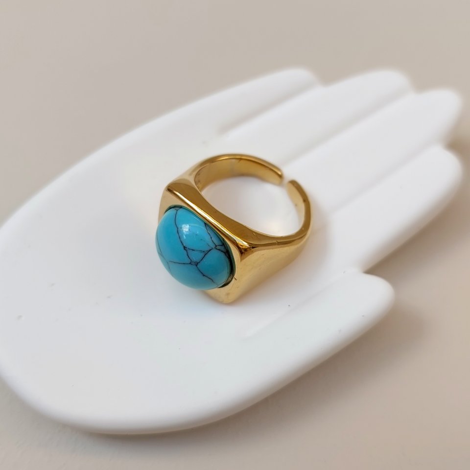 Çelik Turkuaz Taşı Yüzük