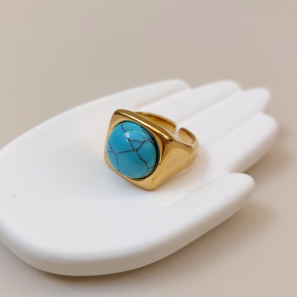 Çelik Turkuaz Taşı Yüzük