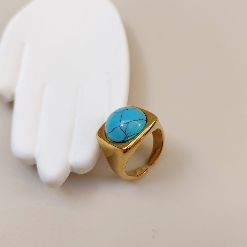 Çelik Turkuaz Taşı Yüzük