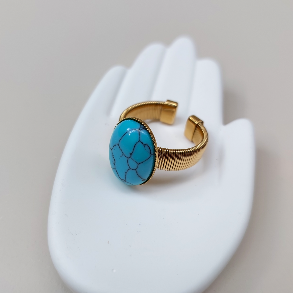 Çelik Turkuaz Taşı Yüzük