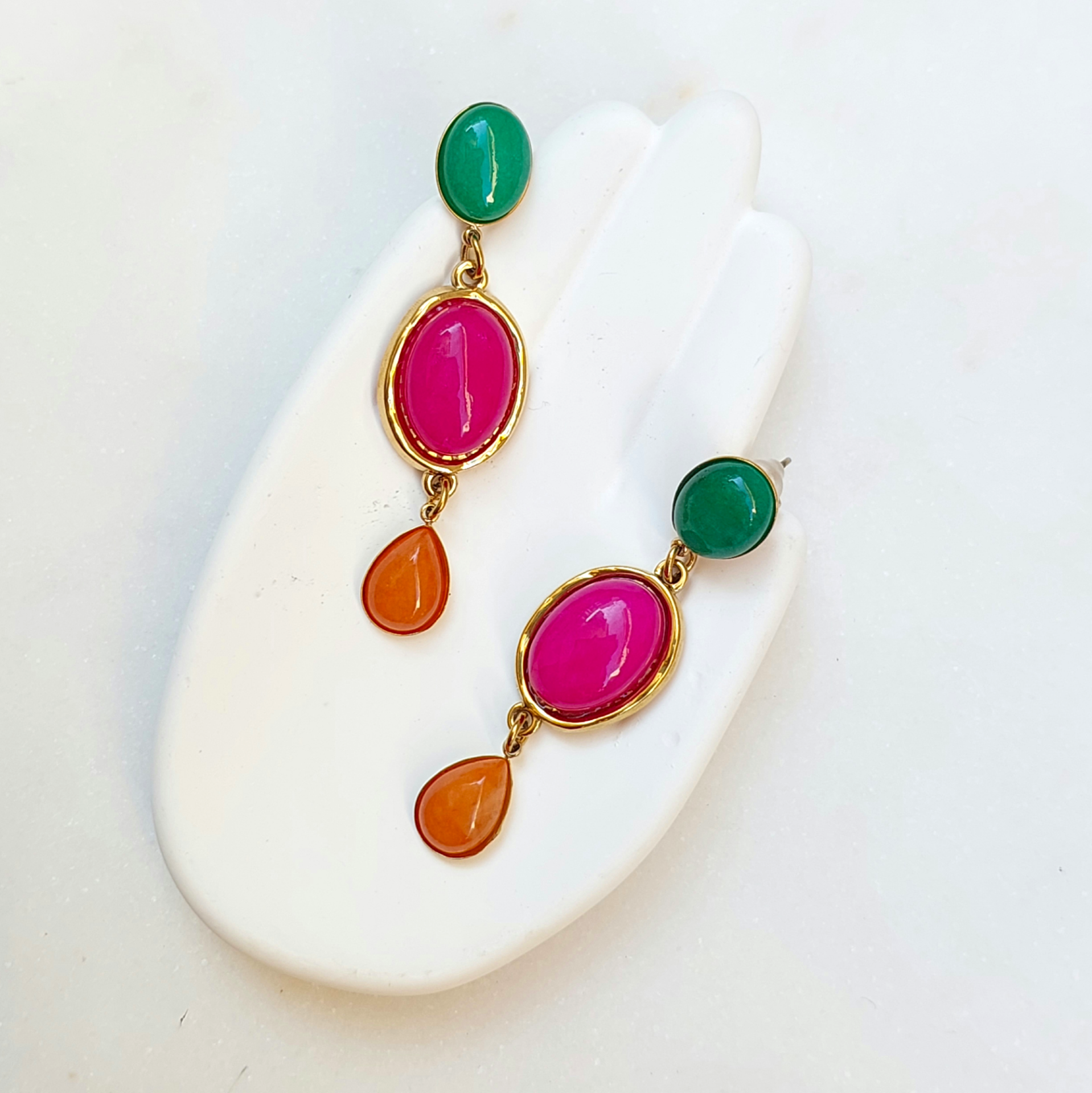 Çelik Sallantılı Renkli Küpe