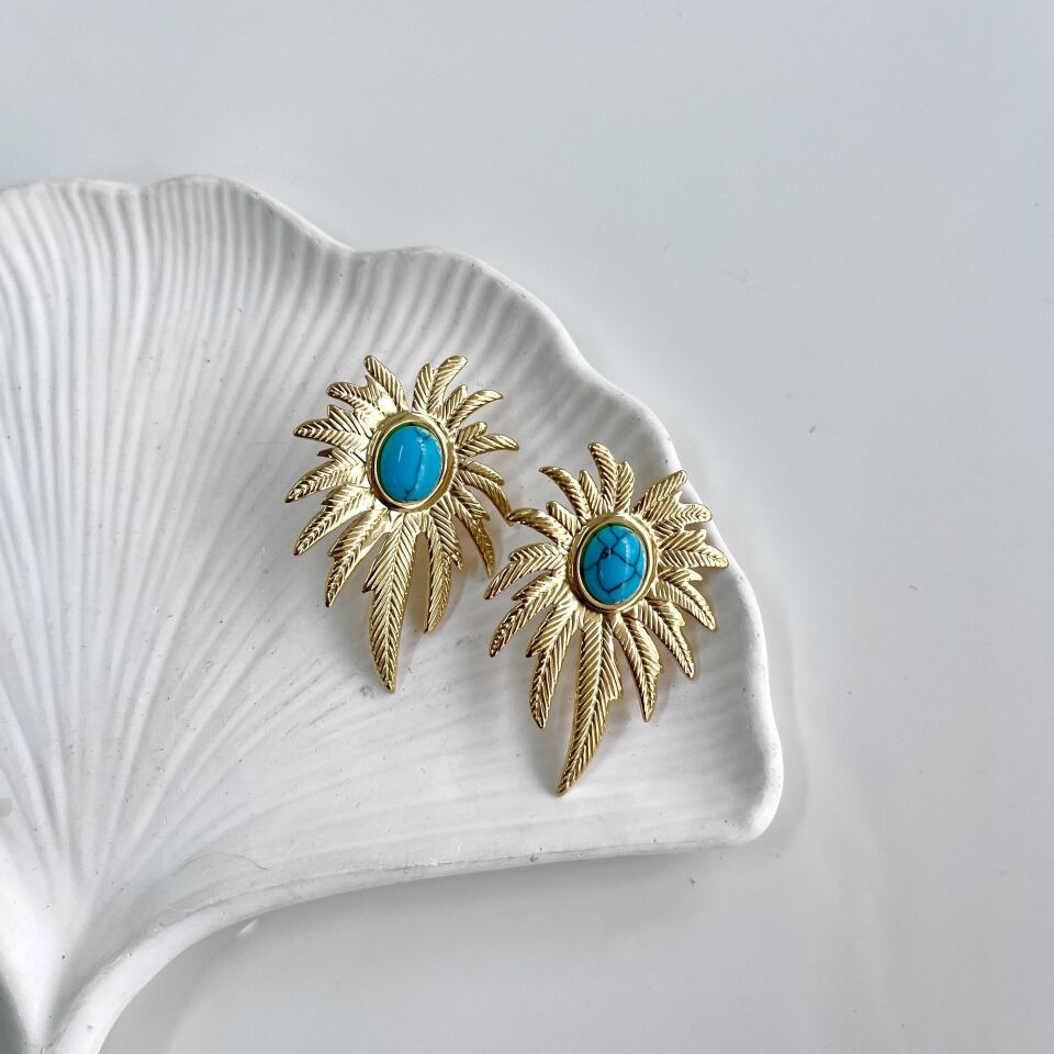 Çelik Turkuaz Taşı Küpe(Kopya)