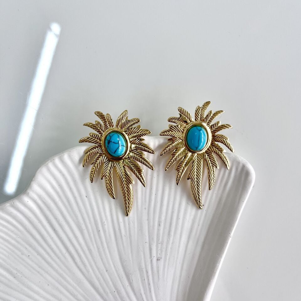 Çelik Turkuaz Taşı Küpe(Kopya)