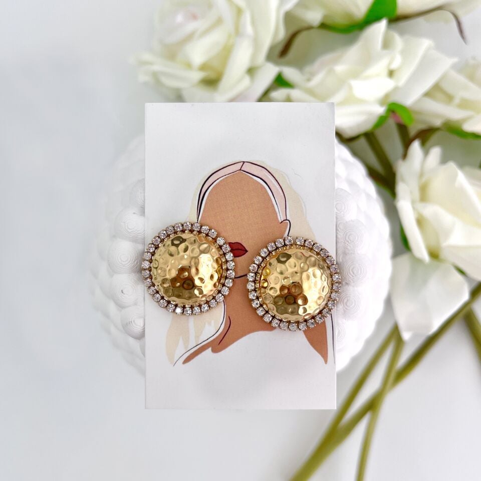 Çelik Taşlı Top Küpe