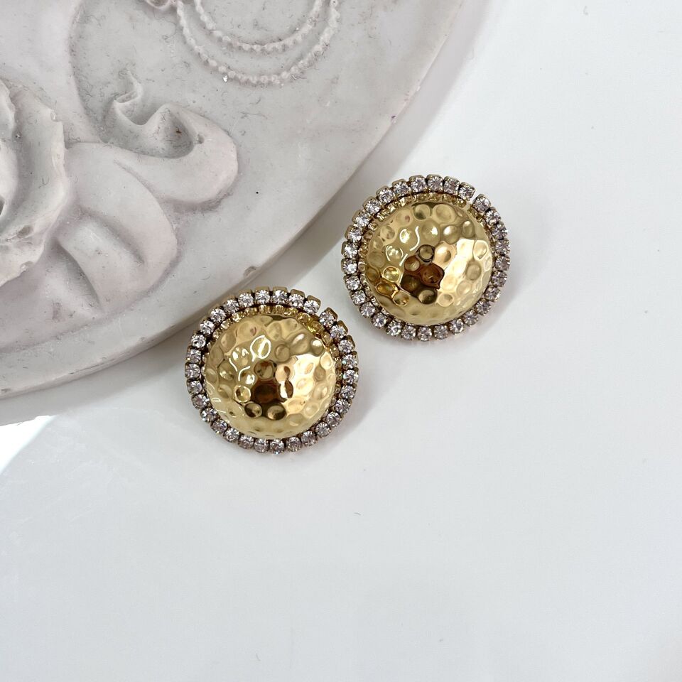 Çelik Taşlı Top Küpe