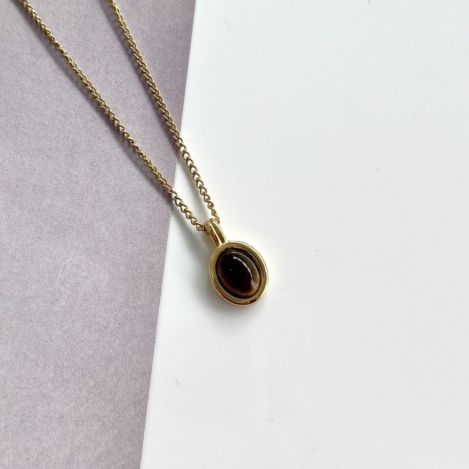 Çelik Minimal Kaplan Gözü Kolye