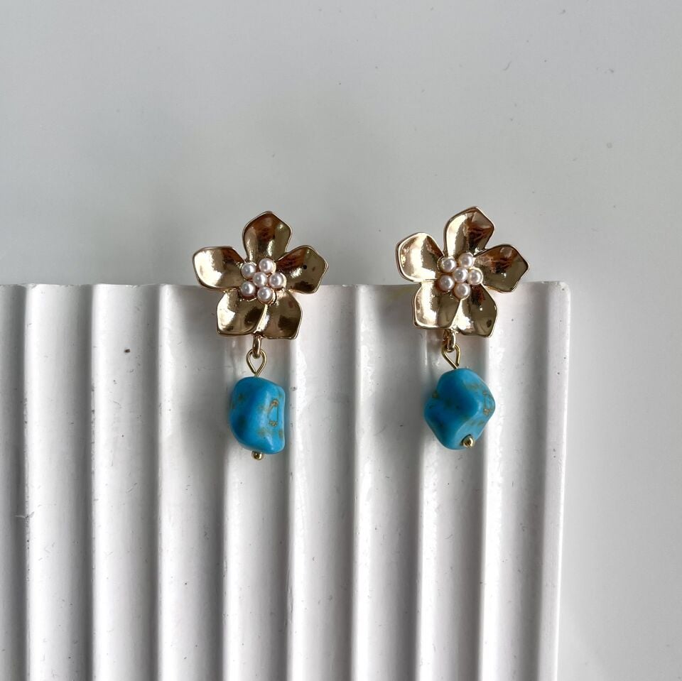 Doğal Turkuaz Taşı Küpe