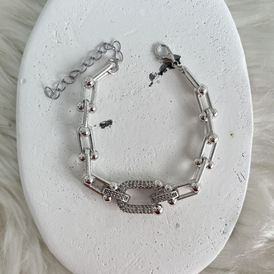 Çelik Zirkon Taşlı Tiffany Bileklik