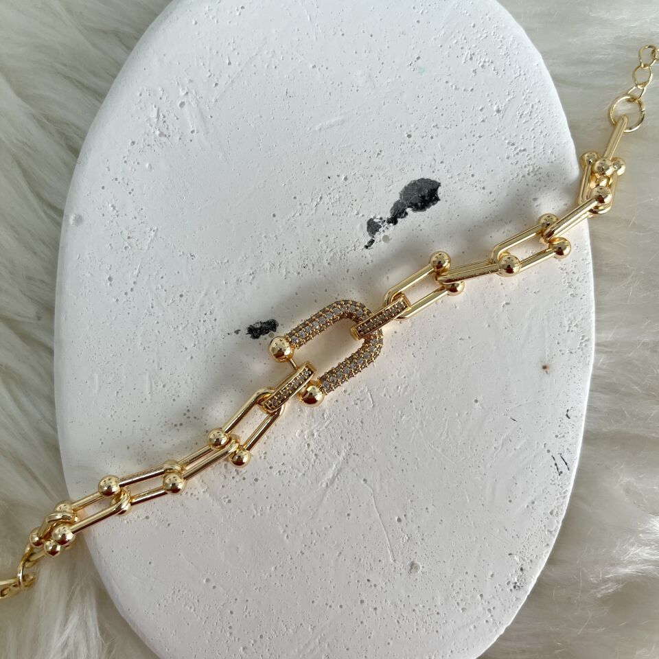 Çelik Zirkon Taşlı Tiffany Bileklik