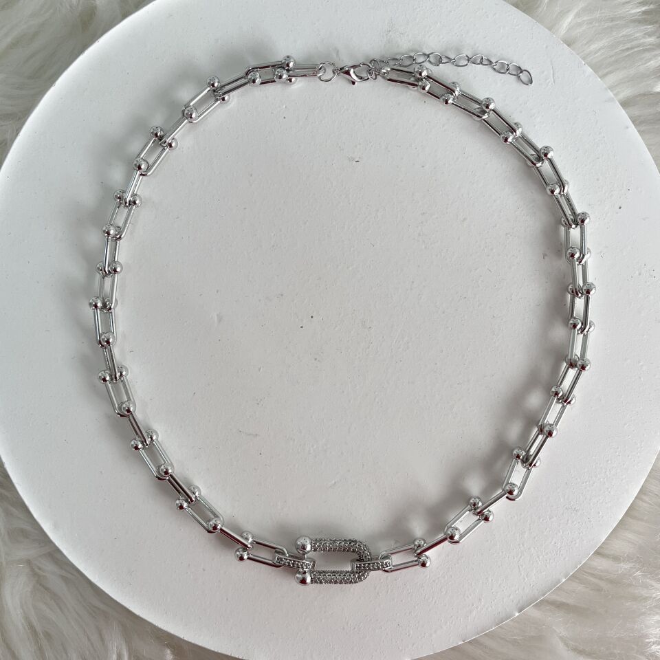 Çelik Zirkon Taşlı Tiffany Kolye