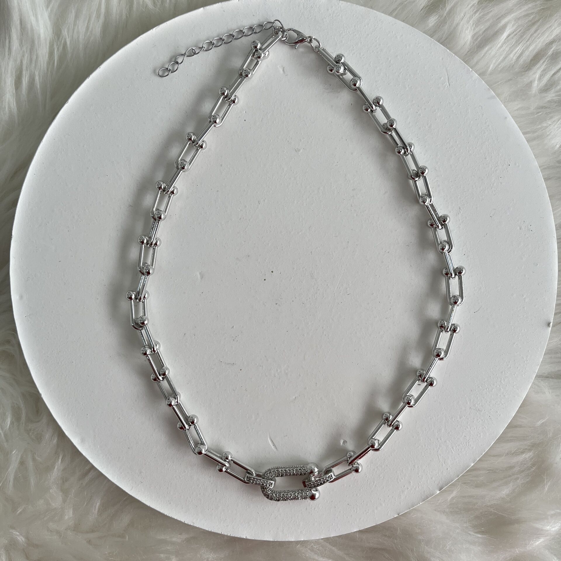 Çelik Zirkon Taşlı Tiffany Kolye