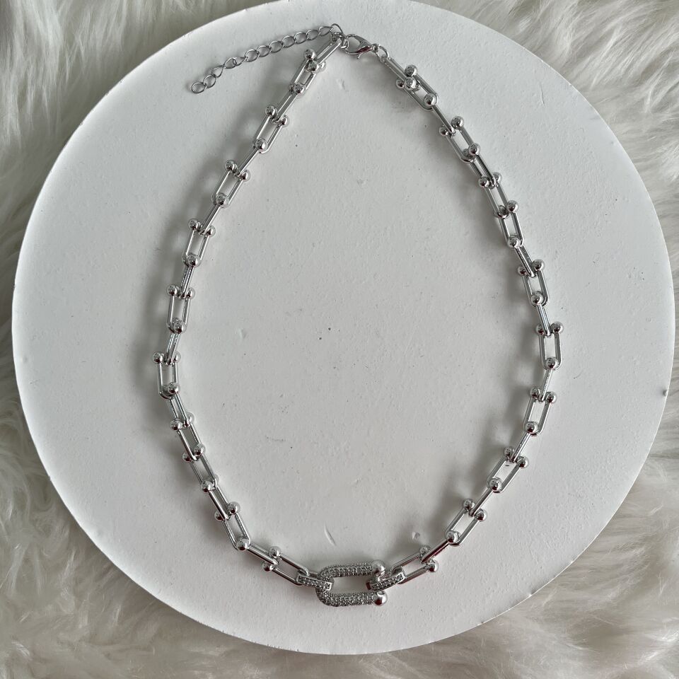 Çelik Zirkon Taşlı Tiffany Kolye