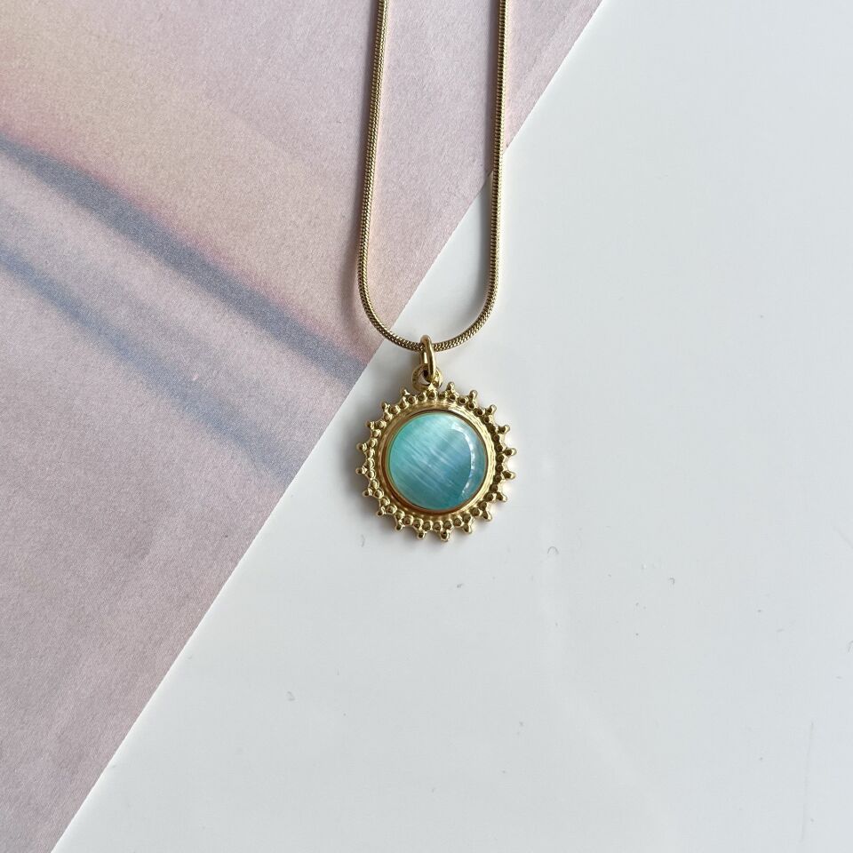 Çelik Kedi Gözü Kolye