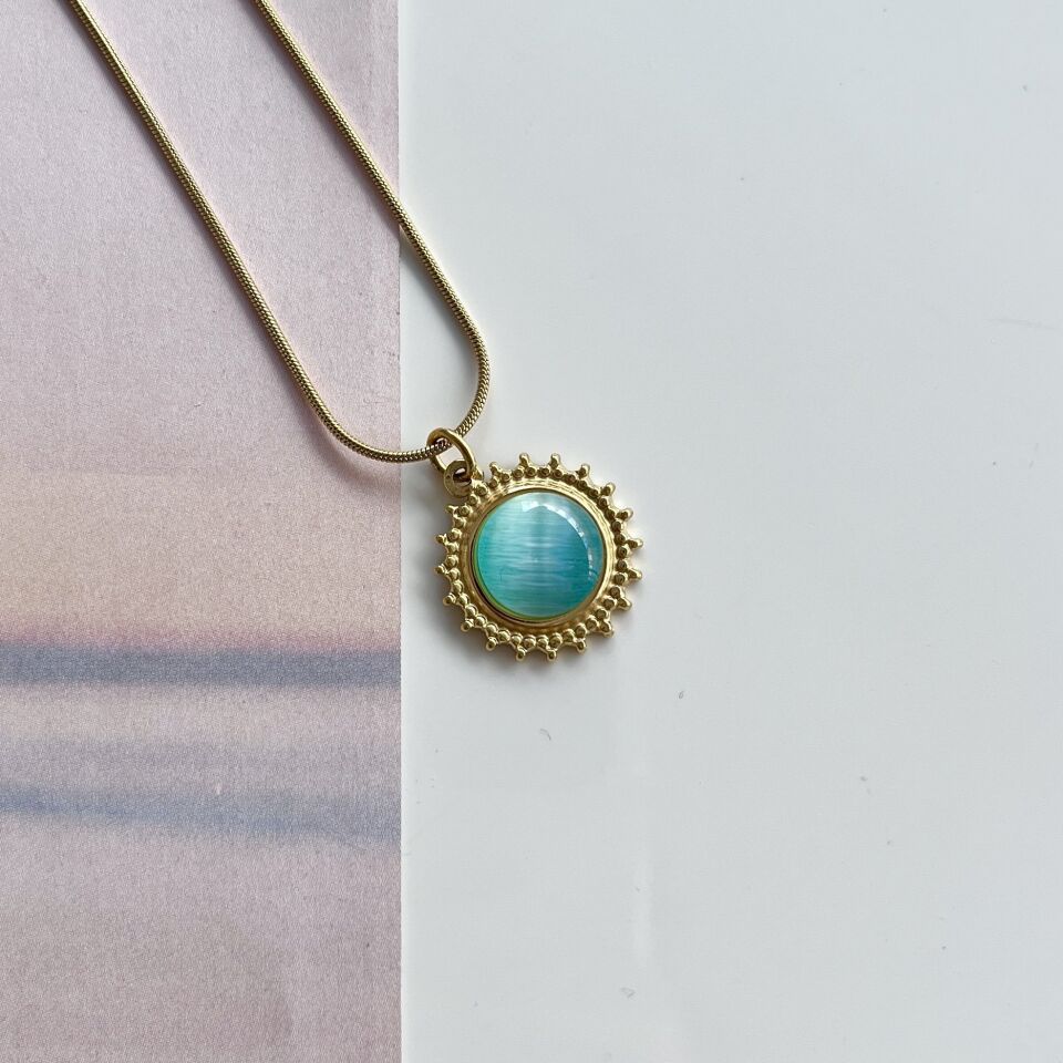 Çelik Kedi Gözü Kolye