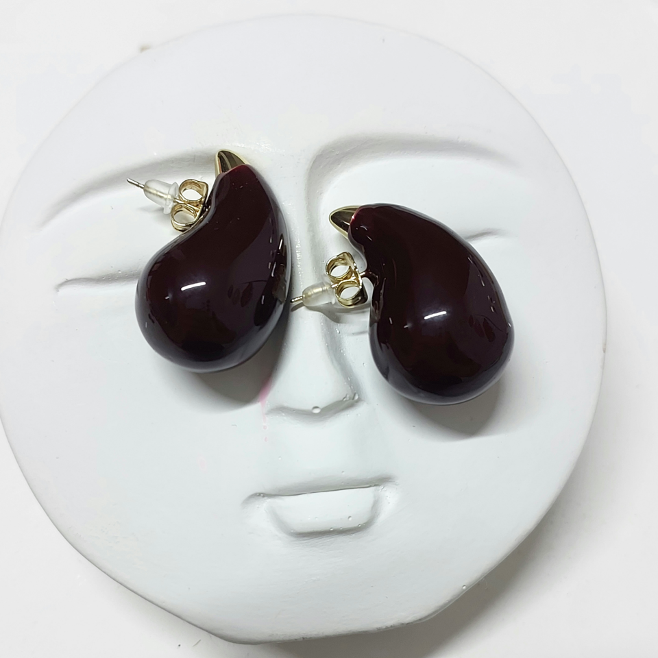 İthal Koyu Bordo Bottega Küpe