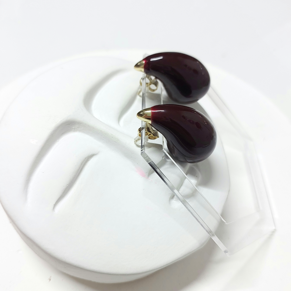 İthal Koyu Bordo Bottega Küpe