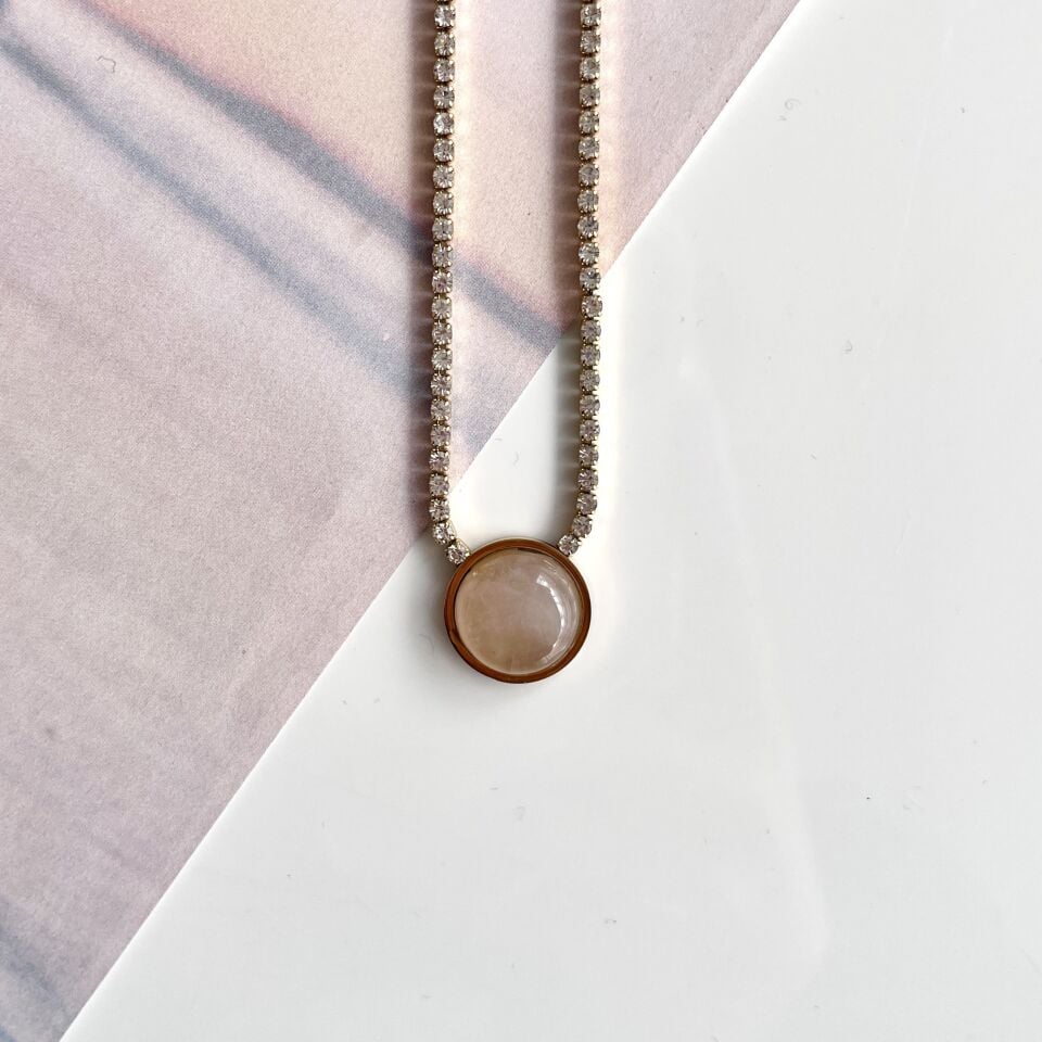 Çelik Su Yolu Kuvars Kolye