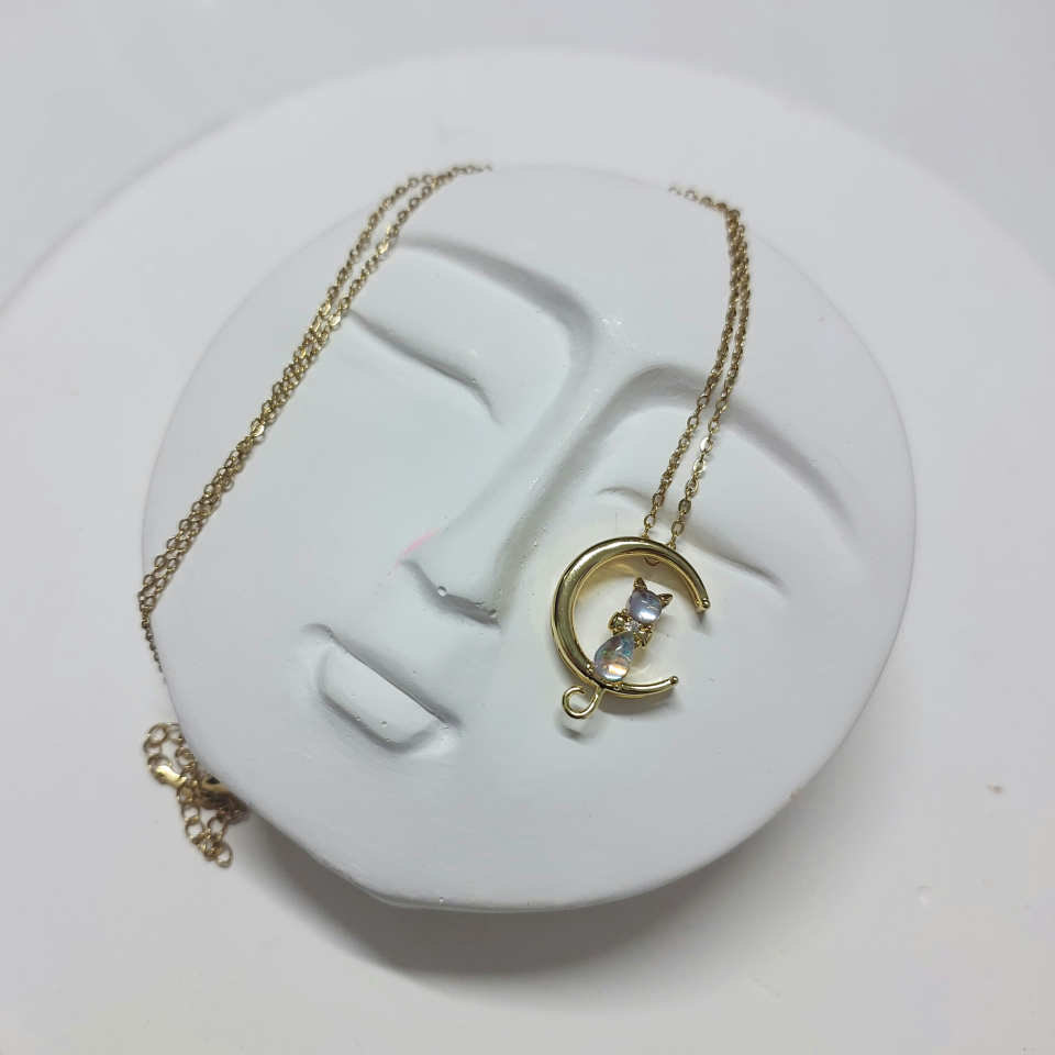 Çelik Opal Taşı Kedi Kolye