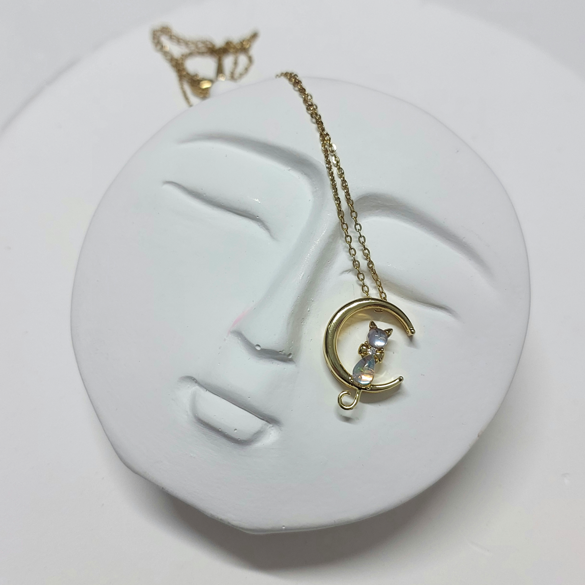 Çelik Opal Taşı Kedi Kolye