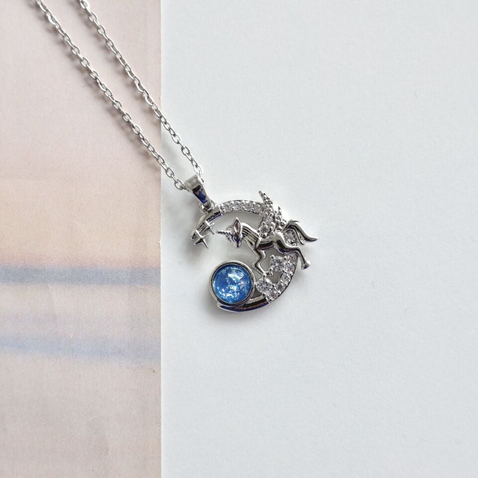 Çelik Unicorn Kolye