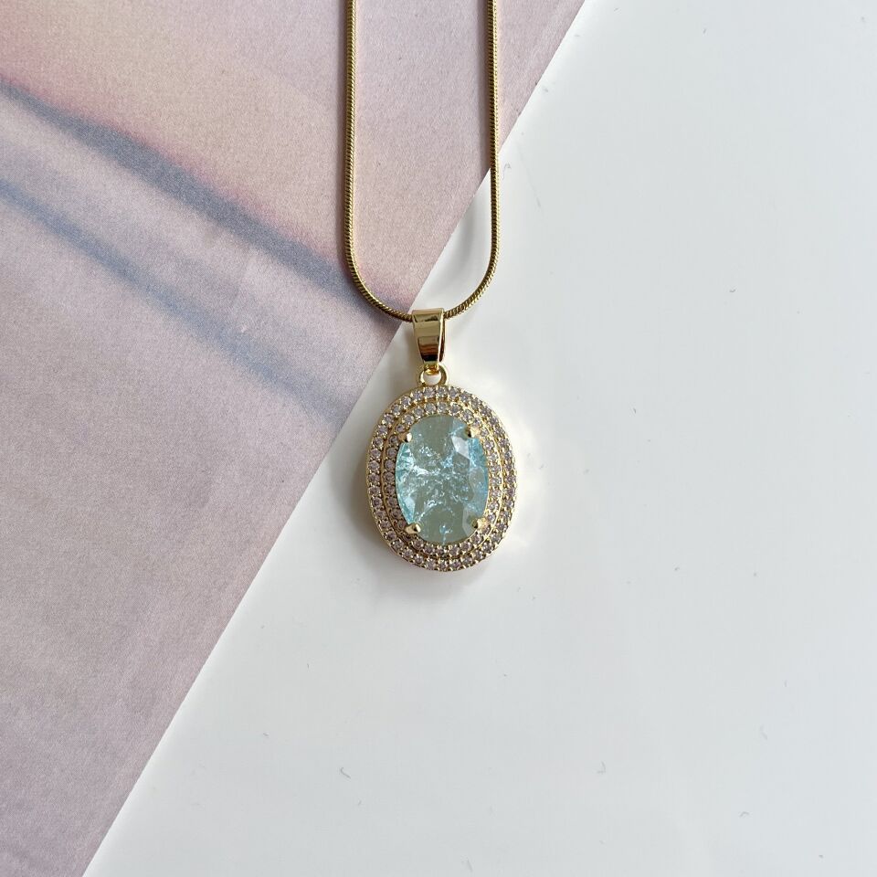 Çelik Sultan Serisi Mavi Kolye