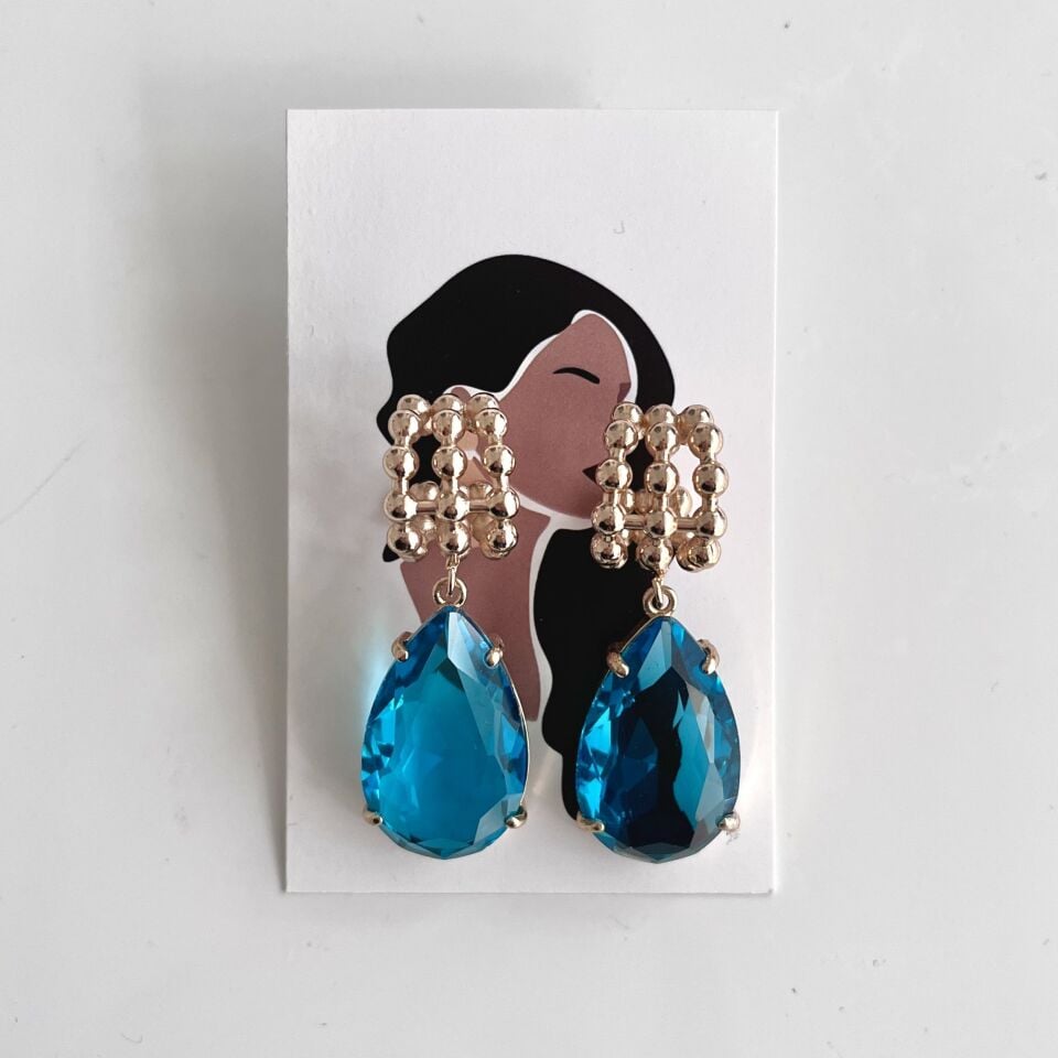 Özel Seri Kristal Taş Büyük Küpe