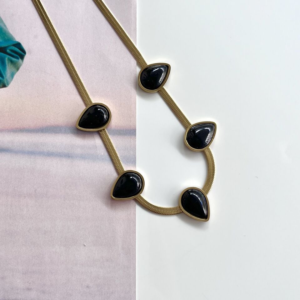 Çelik Oniks Taşı Kolye