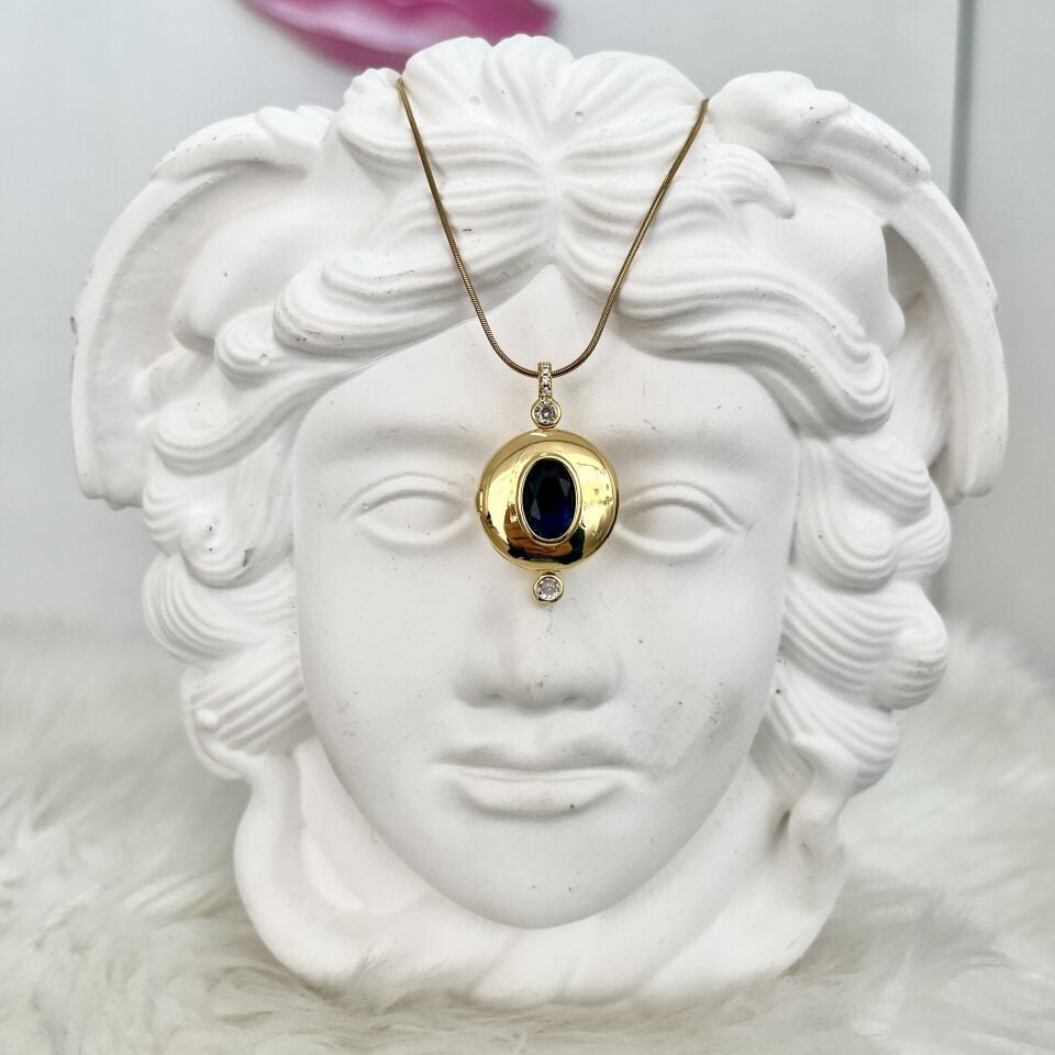 Çelik Açılabilir Lacivert Kolye