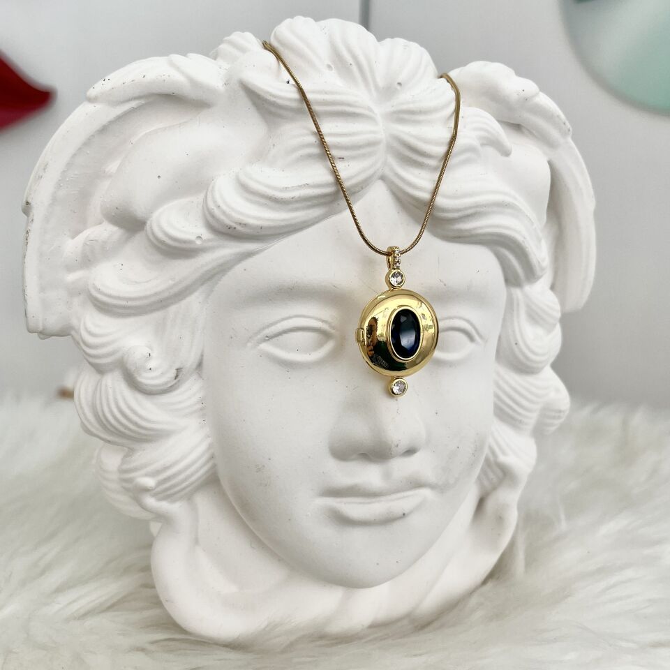 Çelik Açılabilir Lacivert Kolye