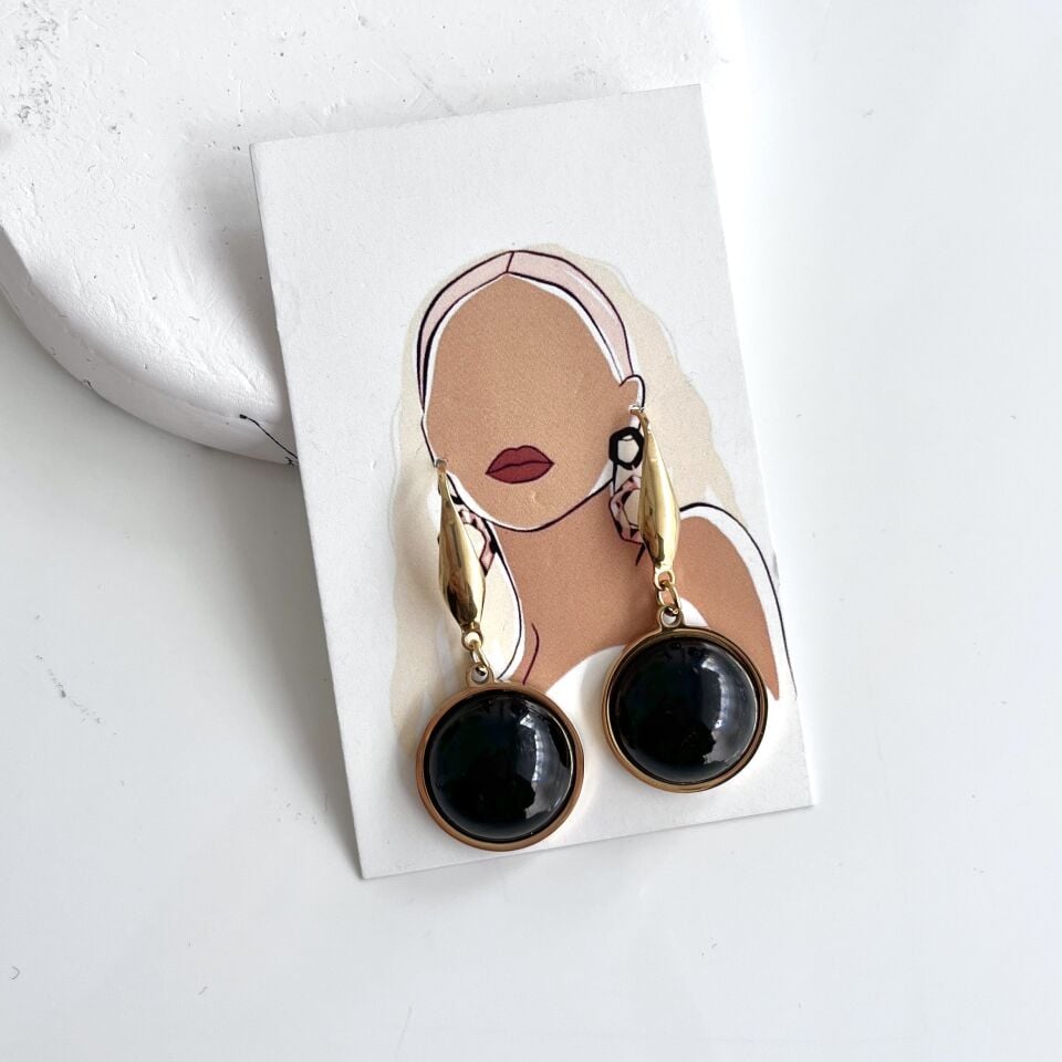 Çelik Oniks Taşı Küpe