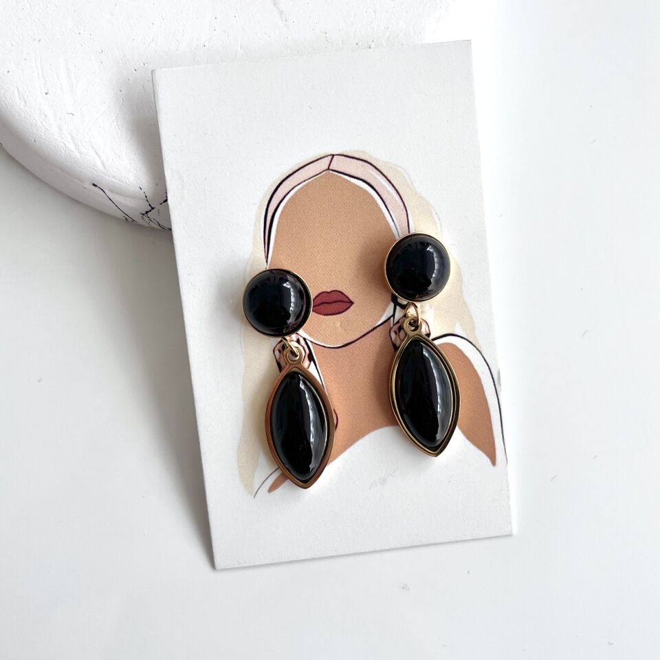 Çelik Oniks Taşı Küpe