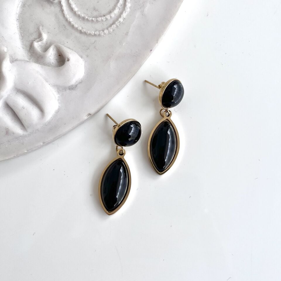 Çelik Oniks Taşı Küpe