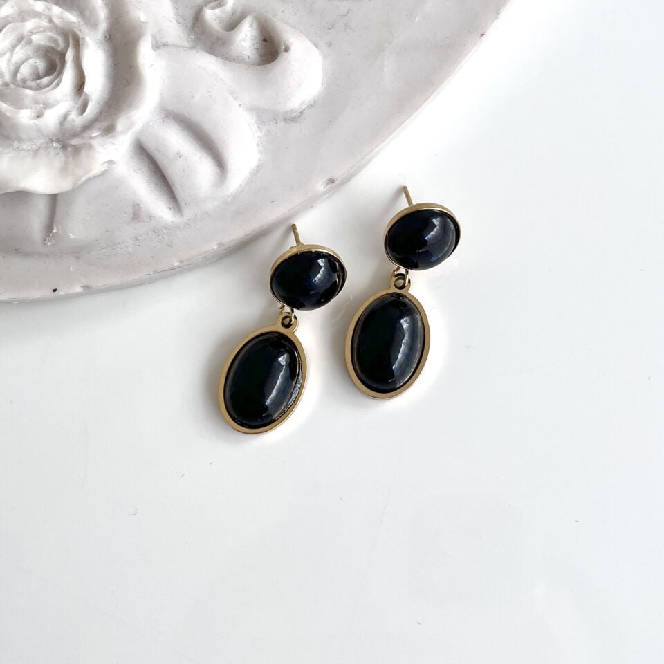 Çelik Oniks Taşı Küpe