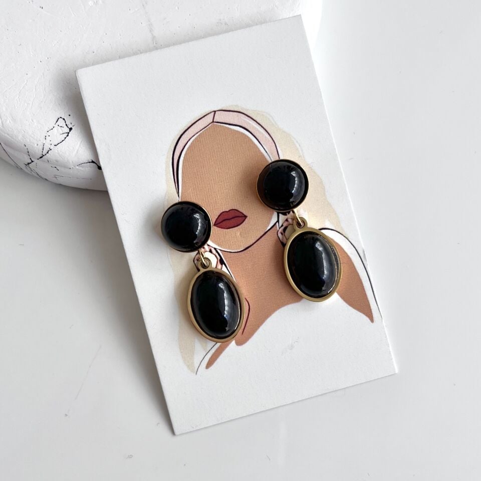 Çelik Oniks Taşı Küpe