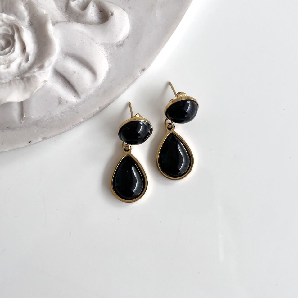 Çelik Oniks Taşı Küpe